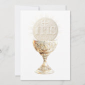 First Communion Eucharist golden angels Invitation Kaart (Achterkant)