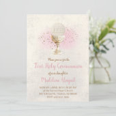 first communion FAUX glitter and pink watercolor Kaart (Staand voorkant)
