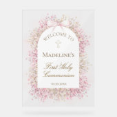 First Communion floral welcome Acryl Bord (Voorkant)