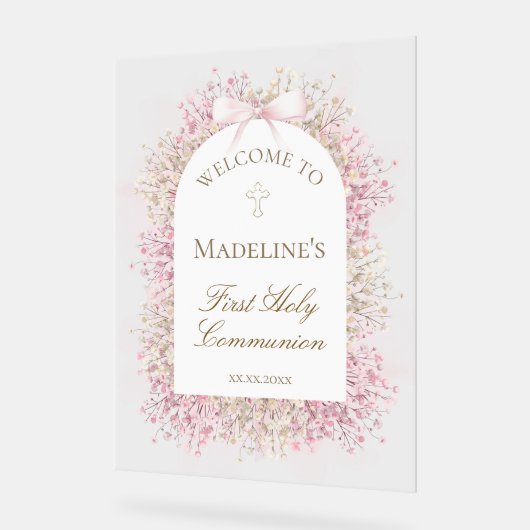First Communion floral welcome Acryl Bord (Hoek)