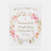First Communion girl welcome Acryl Bord (Voorkant)