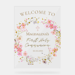 First Communion girl welcome Acryl Bord