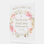 First Communion girl welcome Acryl Bord (Hoek)