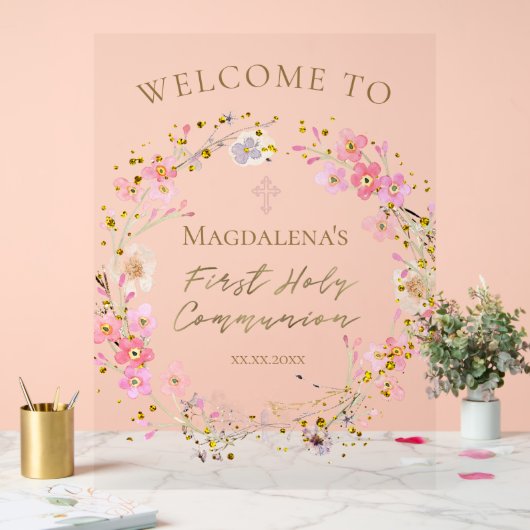 First Communion girl welcome Acryl Bord (Huwelijk)