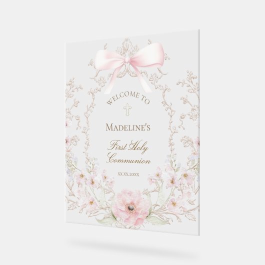 First Communion girl welcome Acryl Bord (Hoek)