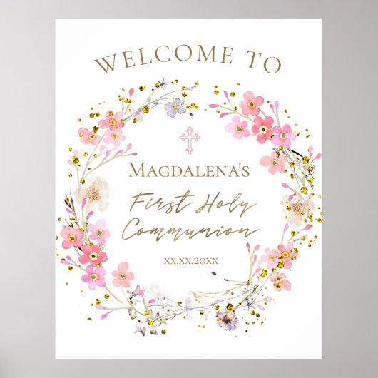 First Communion girl welcome Poster (Voorkant)