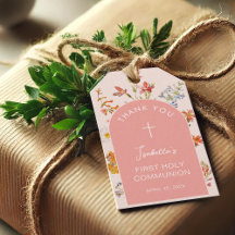 First Communion Girl Wildflowers Pink Arch Floral 