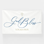 First Communion God Bless Blue banner backdrop  (Horizontaal)