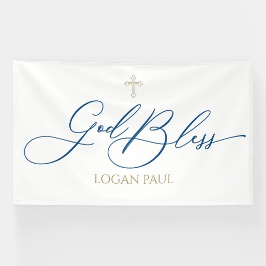 First Communion God Bless Blue banner backdrop (Horizontaal)