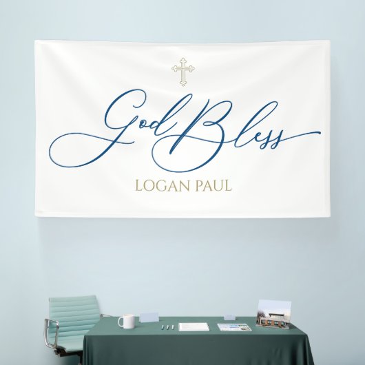 First Communion God Bless Blue banner backdrop  (Beurs)