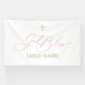 First Communion God Bless Pink banner backdrop (Horizontaal)