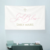 First Communion God Bless Pink banner backdrop (Beurs)