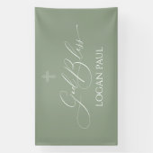 First Communion God Bless Sage banner backdrop  (Verticaal)