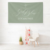 First Communion God Bless Sage banner backdrop  (Insitu)