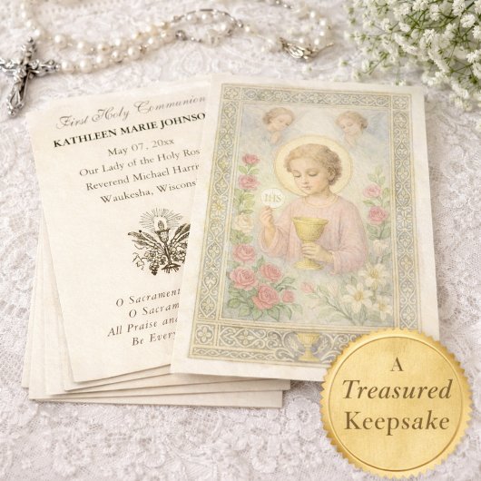 First  Communion Jesus Angels Floral  Visitekaartje