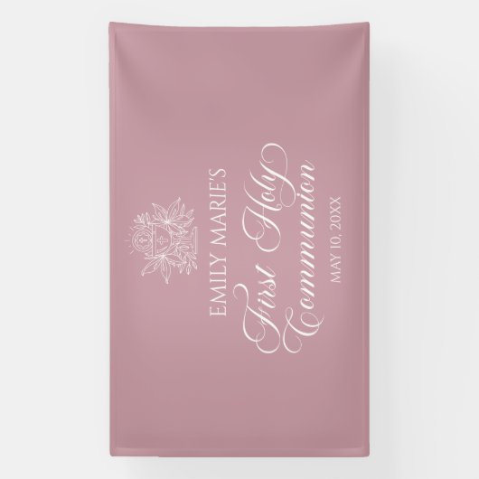 First Communion Mauve banner backdrop  (Verticaal)