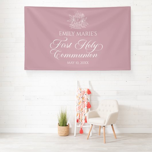 First Communion Mauve banner backdrop  (Insitu)