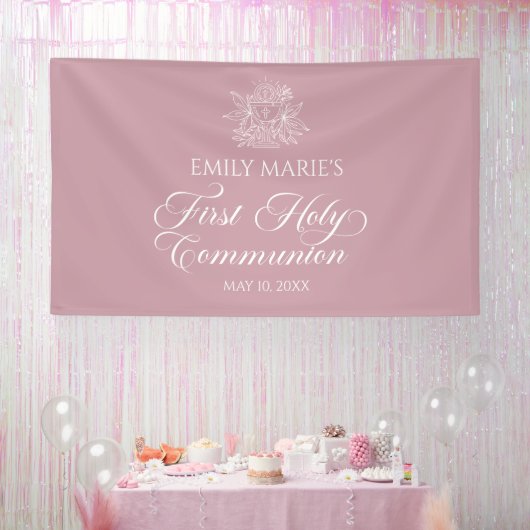 First Communion Mauve banner backdrop  (Feest)
