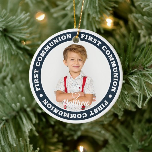 First Communion Modern Custom Photo Keepsake Keramisch Ornament (Boom)