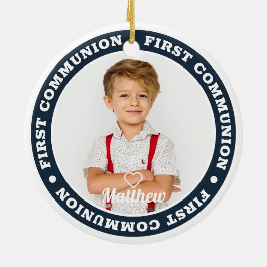 First Communion Modern Custom Photo Keepsake Keramisch Ornament (Achterkant)