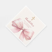 First Communion pink bow cream cross luncheon Servet (Hoek)