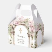 First Communion Pink Florals Arch Cross Bedankdoosjes (Achterkant)