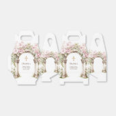 First Communion Pink Florals Arch Cross Bedankdoosjes (Uitgevouwen)