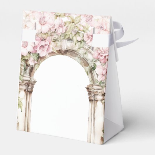 First Communion Pink Florals Arch Cross Bedankdoosjes (Achterkant)