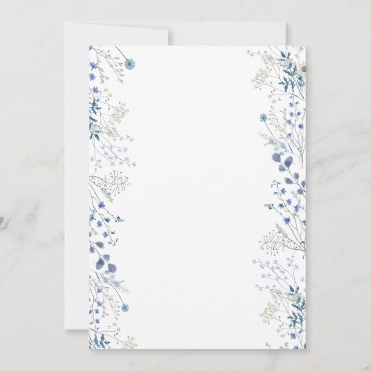 First Communion small blue watercolor flowers Kaart (Achterkant)