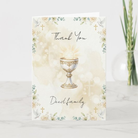 First Communion Thank You With Chalice Design Bedankkaart (Voorkant)