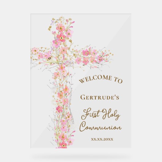First Communion welcome clear sign Acryl Bord (Voorkant)