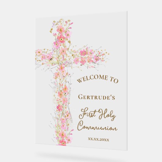 First Communion welcome clear sign Acryl Bord (Hoek)