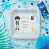 First Communist Black Hair Boy Bedankt Papieren Bordje (Feest)