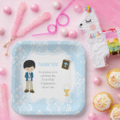 First Communist Black Hair Boy Bedankt Papieren Bordje (Feest)