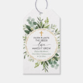 First Community baptism Gold greenery-gunstlabels Cadeaulabel (Voorkant)