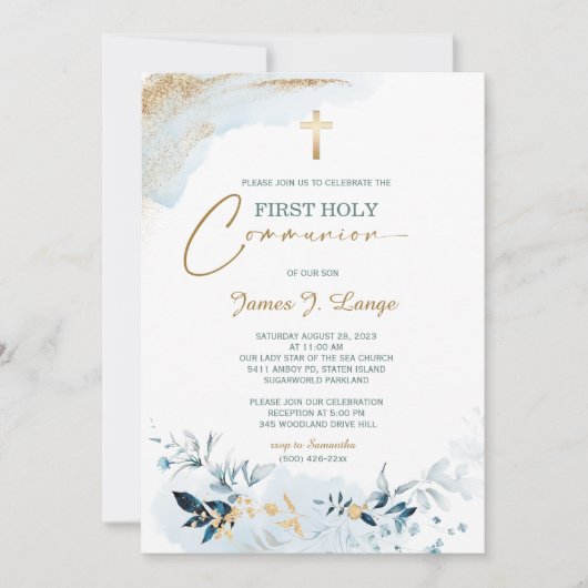 First Community Invitation Boy Kaart (Voorkant)