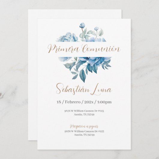 First Community Invitation Boy Kaart (Voorkant / Achterkant)