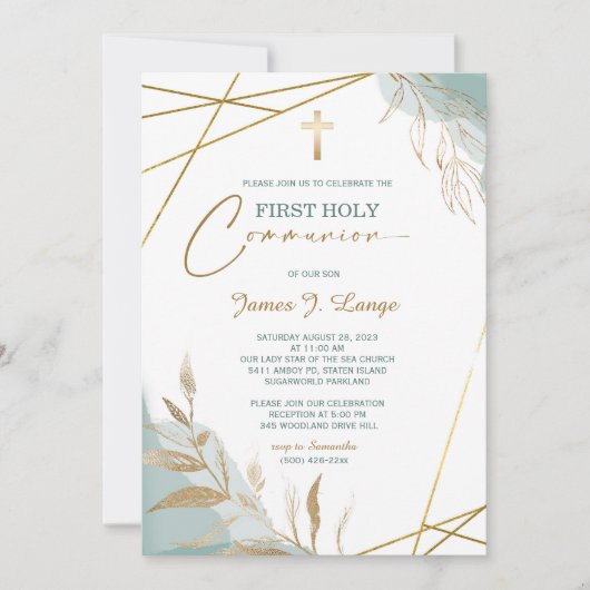 First Community Invitation Boy Kaart (Voorkant)