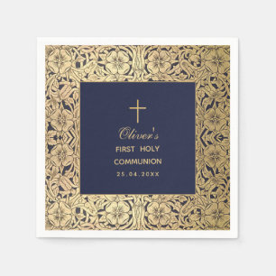 First Communy Boy Navy Blue  Gold Rozen Servet