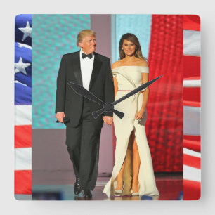First Couple Donald and Melania Trump Liberty Ball Vierkante Klok
