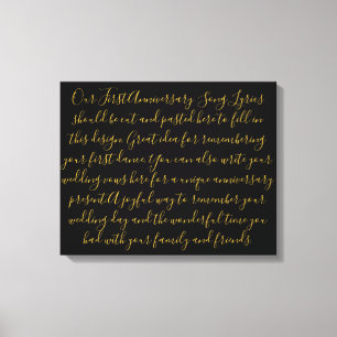 First Dance Song Lyrics Jubileum Gift Pas getrouwd Canvas Afdruk