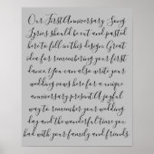First Dance Song Lyrics Jubileum Gift Pas getrouwd Poster (Voorkant)