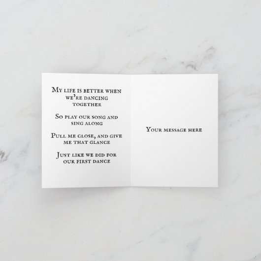 First Dance Song Record Valentijnsdag Feestdagen Kaart (Binnen)