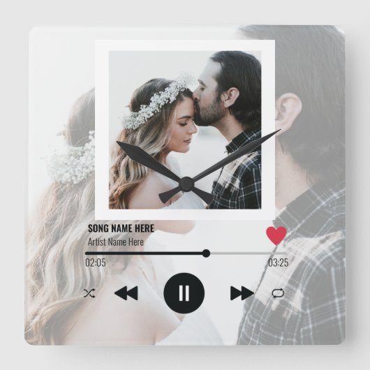 First Dance Song Wedding Jubileum Personalized  Vierkante Klok (Voorkant)
