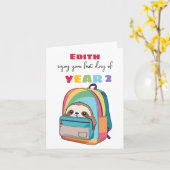 first day new school year Son Daughter cute sloth Kaart (Gele Bloem)