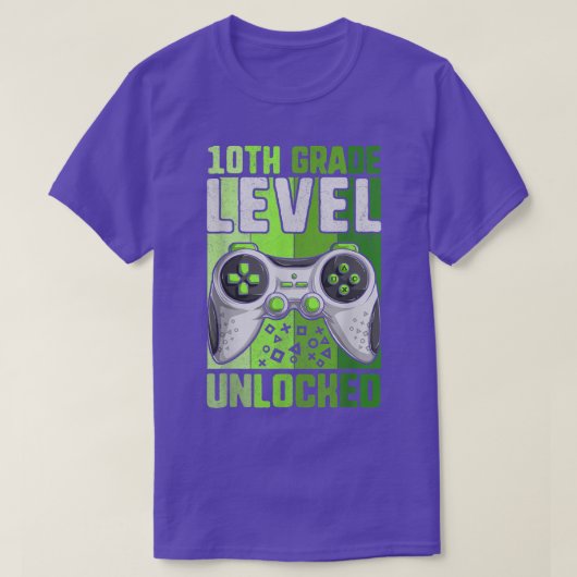 First Day Of 10th Grade Level Unlocked  Boy Video  T-shirt (Design voorkant)