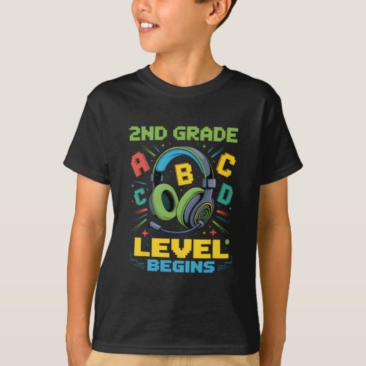 First Day Of 2nd Grade Level Begins Shirt Gamer Bo (Voorkant)