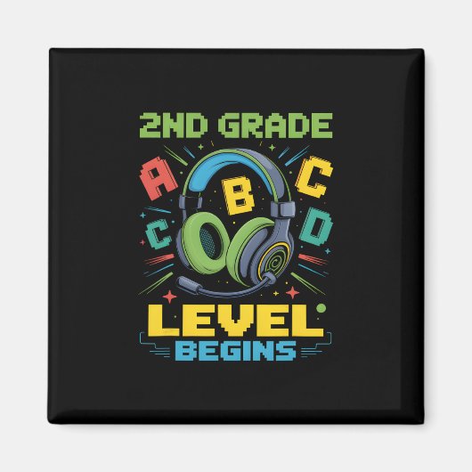 First Day Of 2nd Grade Level Begins Shirt Gamer Bo Magneet (Voorkant)