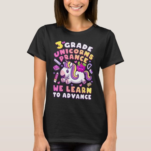 First Day of 3rd Grade, Back To School, Girl, Unic T-shirt (Voorkant)