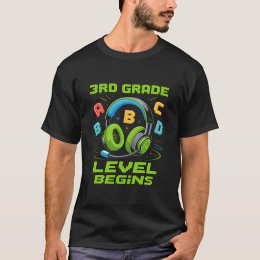 First Day Of 3rd Grade Level Begins Shirt Gamer Bo (Voorkant)